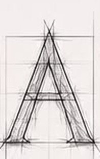 Stage two — the letter A drawn within that construction